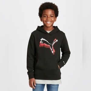 PUMA Black Red White Big Logo Youth BoyMedium Hoodie Size 10 12
